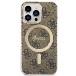 Set Guess 4G Print, Carcasa cu MagSafe si Incarcator Wireless, compatibil cu iPhone 13 Pro, Maro 4 - lerato.ro