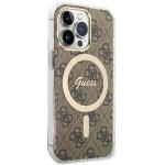 Set Guess 4G Print, Carcasa cu MagSafe si Incarcator Wireless, compatibil cu iPhone 13 Pro, Maro 5 - lerato.ro