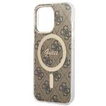 Set Guess 4G Print, Carcasa cu MagSafe si Incarcator Wireless, compatibil cu iPhone 13 Pro, Maro 7 - lerato.ro