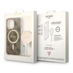 Set Guess 4G Print, Carcasa cu MagSafe si Incarcator Wireless, compatibil cu iPhone 13 Pro, Maro 11 - lerato.ro