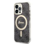 Set Guess 4G Print, Carcasa cu MagSafe si Incarcator Wireless, compatibil cu iPhone 13 Pro Max, Negru 3 - lerato.ro