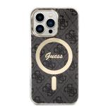 Set Guess 4G Print, Carcasa cu MagSafe si Incarcator Wireless, compatibil cu iPhone 13 Pro Max, Negru 4 - lerato.ro