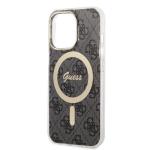 Set Guess 4G Print, Carcasa cu MagSafe si Incarcator Wireless, compatibil cu iPhone 13 Pro Max, Negru 7 - lerato.ro