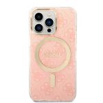 Set Guess 4G Print, Carcasa cu MagSafe si Incarcator Wireless, compatibil cu iPhone 13 Pro Max, Roz 4 - lerato.ro