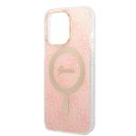 Set Guess 4G Print, Carcasa cu MagSafe si Incarcator Wireless, compatibil cu iPhone 13 Pro Max, Roz 7 - lerato.ro