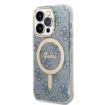 Set Guess 4G Print, Carcasa cu MagSafe si Incarcator Wireless, compatibil cu iPhone 14 Pro, Albastru 3 - lerato.ro