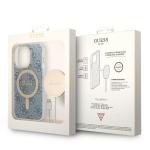 Set Guess 4G Print, Carcasa cu MagSafe si Incarcator Wireless, compatibil cu iPhone 14 Pro, Albastru 10 - lerato.ro
