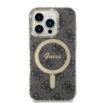 Set Guess 4G Print, Carcasa cu MagSafe si Incarcator Wireless, compatibil cu iPhone 14 Pro, Negru 4 - lerato.ro