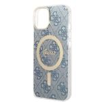 Set Guess 4G Print, Carcasa cu MagSafe si Incarcator Wireless, compatibil cu iPhone 14 Plus / 15 Plus, Albastru 7 - lerato.ro