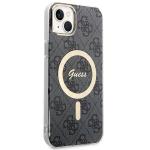 Set Guess 4G Print, Carcasa cu MagSafe si Incarcator Wireless, compatibil cu iPhone 14 Plus / 15 Plus, Negru 5 - lerato.ro