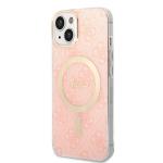 Set Guess 4G Print, Carcasa cu MagSafe si Incarcator Wireless, compatibil cu iPhone 14 Plus / 15 Plus, Roz 3 - lerato.ro