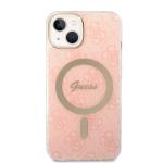 Set Guess 4G Print, Carcasa cu MagSafe si Incarcator Wireless, compatibil cu iPhone 14 Plus / 15 Plus, Roz 4 - lerato.ro