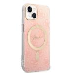 Set Guess 4G Print, Carcasa cu MagSafe si Incarcator Wireless, compatibil cu iPhone 14 Plus / 15 Plus, Roz 5 - lerato.ro