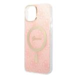 Set Guess 4G Print, Carcasa cu MagSafe si Incarcator Wireless, compatibil cu iPhone 14 Plus / 15 Plus, Roz 7 - lerato.ro