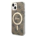 Set Guess 4G Print, Carcasa cu MagSafe si Incarcator Wireless, compatibil cu iPhone 14 Plus / 15 Plus, Maro 3 - lerato.ro