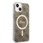 Set Guess 4G Print, Carcasa cu MagSafe si Incarcator Wireless, compatibil cu iPhone 14 Plus / 15 Plus, Maro 5 - lerato.ro