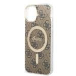 Set Guess 4G Print, Carcasa cu MagSafe si Incarcator Wireless, compatibil cu iPhone 14 Plus / 15 Plus, Maro 7 - lerato.ro