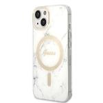 Set Guess Marble, Carcasa cu MagSafe si Incarcator Wireless, compatibil cu iPhone 14 Plus / 15 Plus, Alb 3 - lerato.ro