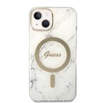 Set Guess Marble, Carcasa cu MagSafe si Incarcator Wireless, compatibil cu iPhone 14 Plus / 15 Plus, Alb 4 - lerato.ro