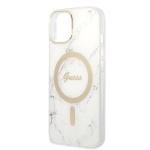 Set Guess Marble, Carcasa cu MagSafe si Incarcator Wireless, compatibil cu iPhone 14 Plus / 15 Plus, Alb 7 - lerato.ro