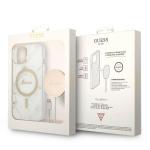 Set Guess Marble, Carcasa cu MagSafe si Incarcator Wireless, compatibil cu iPhone 14 Plus / 15 Plus, Alb 11 - lerato.ro