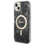 Set Guess Marble, Carcasa cu MagSafe si Incarcator Wireless, compatibil cu iPhone 14 Plus / 15 Plus, Negru 3 - lerato.ro