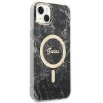 Set Guess Marble, Carcasa cu MagSafe si Incarcator Wireless, compatibil cu iPhone 14 Plus / 15 Plus, Negru 5 - lerato.ro