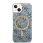 Set Guess 4G Print, Carcasa cu MagSafe si Incarcator Wireless, compatibil cu iPhone 13 / 14 / 15, Albastru 4 - lerato.ro