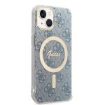 Set Guess 4G Print, Carcasa cu MagSafe si Incarcator Wireless, compatibil cu iPhone 13 / 14 / 15, Albastru 5 - lerato.ro