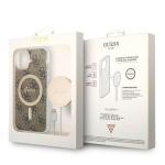 Set Guess 4G Print, Carcasa cu MagSafe si Incarcator Wireless, compatibil cu iPhone 13 / 14 / 15, Maro 11 - lerato.ro