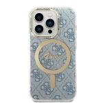 Set Guess 4G Print, Carcasa cu MagSafe si Incarcator Wireless, compatibil cu iPhone 14 Pro Max, Albastru 4 - lerato.ro