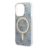 Set Guess 4G Print, Carcasa cu MagSafe si Incarcator Wireless, compatibil cu iPhone 14 Pro Max, Albastru 6 - lerato.ro