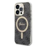 Set Guess 4G Print, Carcasa cu MagSafe si Incarcator Wireless, compatibil cu iPhone 14 Pro Max, Negru 3 - lerato.ro