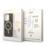 Set Guess 4G Print, Carcasa cu MagSafe si Incarcator Wireless, compatibil cu iPhone 14 Pro Max, Negru 11 - lerato.ro