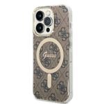 Set Guess 4G Print, Carcasa cu MagSafe si Incarcator Wireless, compatibil cu iPhone 14 Pro Max, Maro 3 - lerato.ro