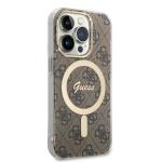 Set Guess 4G Print, Carcasa cu MagSafe si Incarcator Wireless, compatibil cu iPhone 14 Pro Max, Maro 5 - lerato.ro