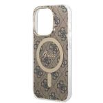 Set Guess 4G Print, Carcasa cu MagSafe si Incarcator Wireless, compatibil cu iPhone 14 Pro Max, Maro 7 - lerato.ro