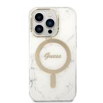 Set Guess Marble, Carcasa cu MagSafe si Incarcator Wireless, compatibil cu iPhone 14 Pro Max, Alb 4 - lerato.ro