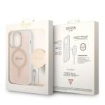 Set Guess 4G Print, Carcasa cu MagSafe si Incarcator Wireless, compatibil cu iPhone 14 Pro Max, Roz 11 - lerato.ro