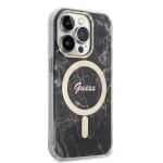 Set Guess Marble, Carcasa cu MagSafe si Incarcator Wireless, compatibil cu iPhone 14 Pro Max, Negru 5 - lerato.ro