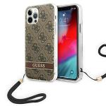 Carcasa Guess 4G Print Strap compatibila cu iPhone 12 / 12 Pro, Maro 4 - lerato.ro