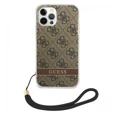 Carcasa Guess 4G Print Strap compatibila cu iPhone 12 / 12 Pro, Maro