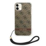 Carcasa Guess 4G Print Strap compatibila cu iPhone 11, Maro 2 - lerato.ro