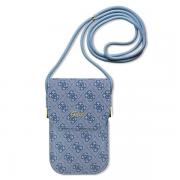 Geanta universala Guess 4G Metal Script Logo, 19 x 12.5 x 2 cm, 2 compartimente, Albastru