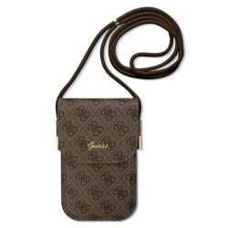 Geanta universala Guess 4G Metal Script Logo, 19 x 12.5 x 2 cm, 2 compartimente, Maro