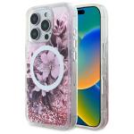 Carcasa Guess Liquid Glitter Flower cu MagSafe compatibila cu iPhone 16 Pro Max, Roz 4 - lerato.ro