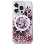 Carcasa Guess Liquid Glitter Flower cu MagSafe compatibila cu iPhone 16 Pro Max, Roz 2 - lerato.ro