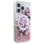 Carcasa Guess Liquid Glitter Flower cu MagSafe compatibila cu iPhone 16 Pro Max, Roz 5 - lerato.ro