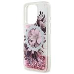 Carcasa Guess Liquid Glitter Flower cu MagSafe compatibila cu iPhone 16 Pro Max, Roz 7 - lerato.ro