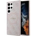 Carcasa Guess 4G Collection Leather Metal Logo cu MagSafe compatibil cu Samsung Galaxy S24 Ultra, Roz 4 - lerato.ro